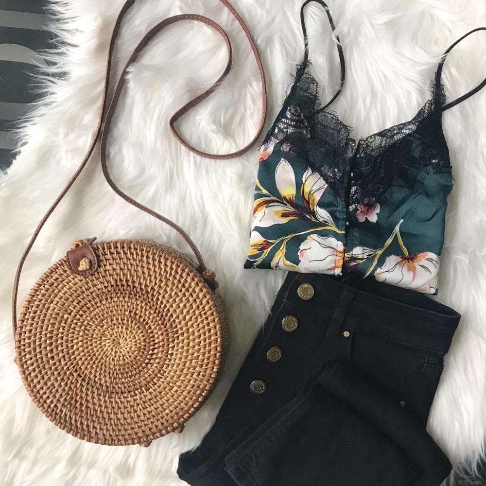 Round Rattan Shoulder/Crossbody Bag